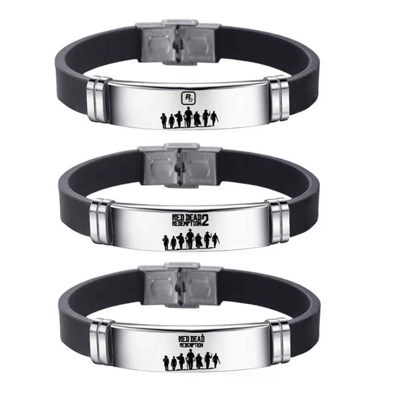 Pulseira de relógio 2 com rempição morta, vermelha, pulseira de silicone preta, de aço inoxidável, joias de fãs, presentes
