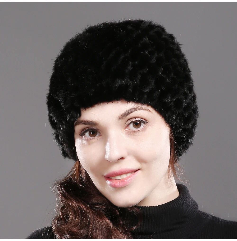 Новинка, зимние женские шапки из натурального меха норки, вязаная шапка ручной работы, шапка из натурального меха норки, хорошее эластичное качество, шапка из меха норки