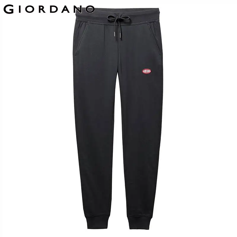 Giordano женские брюки с вышивкой и эластичным поясом, брюки из хлопка и полиэстера, повседневные женские брюки с надписью 13419901