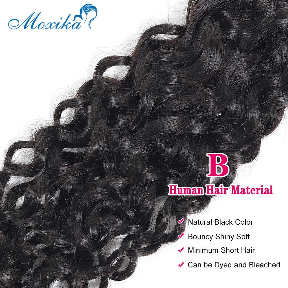 Moxika Water Wave Bundles With Closure Human Hair Bundles With Frontal Remy Brazilian Hair Weave Bundles With Closure 8-26"