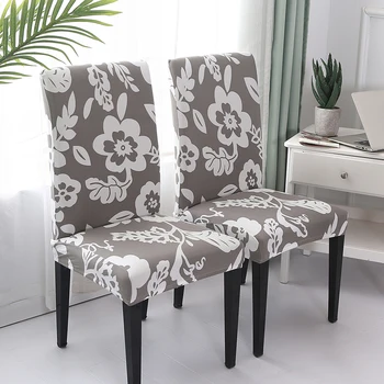 

1pc Printed Chair Cover Stretch Elastic Dining Seat Cover Anti-dirty Removable Housse De Chaise For Banquet Wedding Restaurant