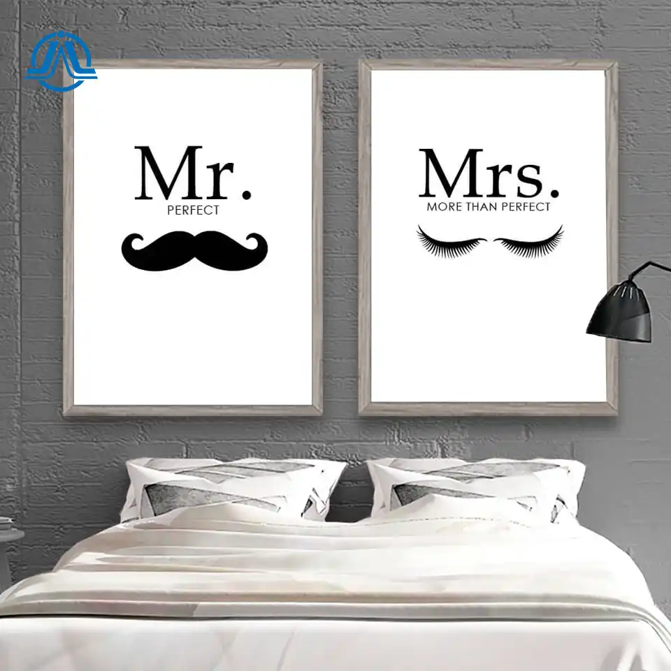 Toile Murale Avec Citations Simples Mr Mrs Affiche Minimaliste Imprimee Peinture D Anniversaire De Couple Photos Pour Decor De Salon Aliexpress