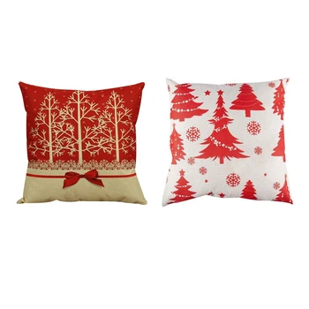 

Promotion! 2 Pcs 45X45Cm Lovely Christmas Pillow Case Digital Printing Pillow Cover Car Cushions Fashion Home Decoration, Red &