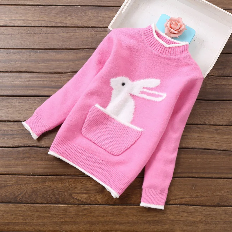 

Autumn Kids Clothes Girls Sweater Winter Warm Costume Cartoon Rabbit Front Pocket Children's Pullovers Sweaters For Baby Girls 6