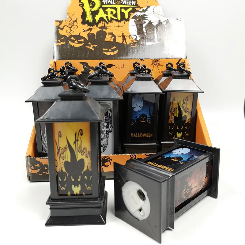

14CM New Halloween Wind Lantern LED Colorful Gradient Bat Pumpkin Lantern Skeleton Skull Head Lamp Decoration Props Lighthouse