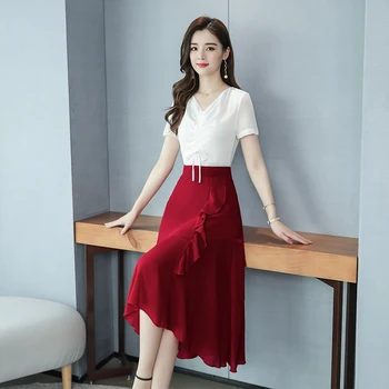 

COIGARSAM Patchwork Chiffon Short Sleeve Women Long dress New Summer Dresses Pink Purple Blue Wine Red Yellow 2557