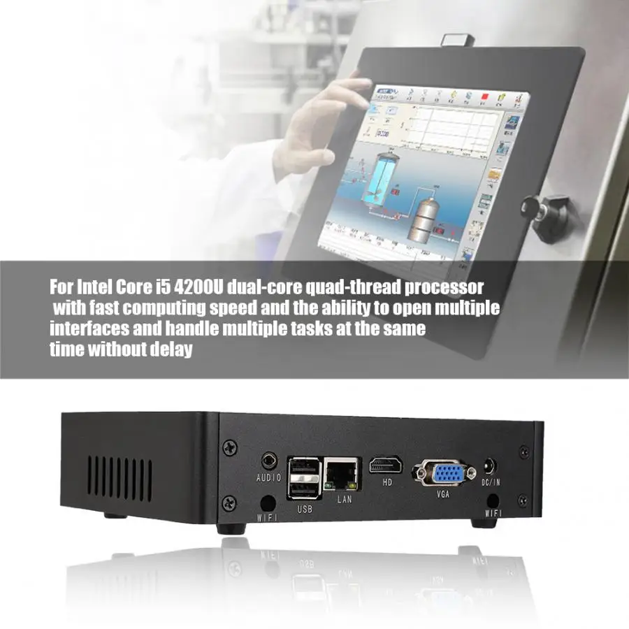 Для Intel Core i5 4200U для Win 7 Mini PC промышленный компьютер 8G ram+ 128GB SSD 100-240V настольный компьютер