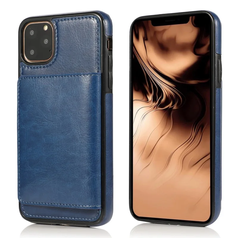 Синий MOESOE For iPhone 11 Pro XS MAX XS XR Leather Card Pocket Back Wallet Stand Case Cover For iPhone 10 8 7 Plus 6 6s Plus - Цвет: Синий