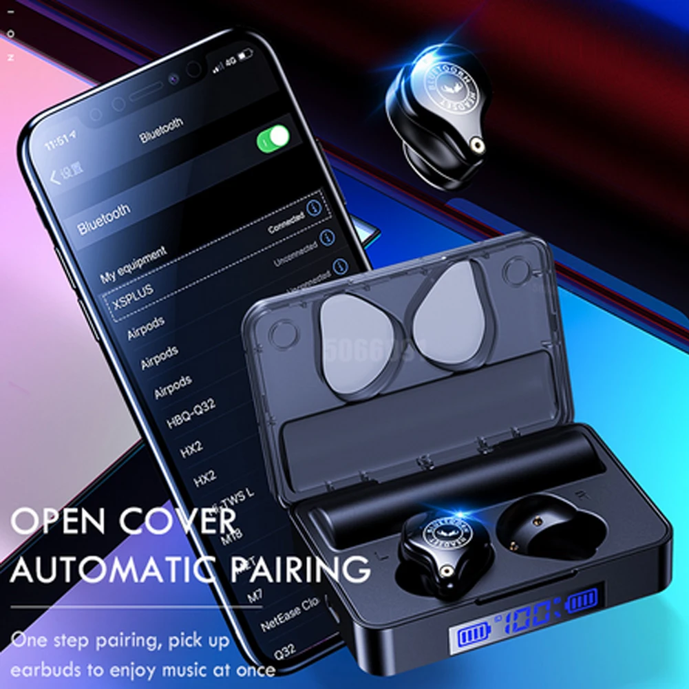 Крутые TWS Bluetooth наушники, мини беспроводная гарнитура, стереонаушники, влагостойкие, с сенсорным управлением, 3600 мАч, внешний аккумулятор