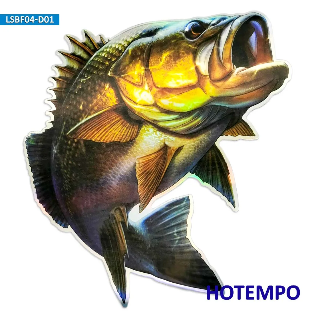 7.87inch 20cm Laser Big Size Fish Perch Largemouth Bass Laptop Motorcycle  Car Stickers for Fisherman Fishing Waterproof Sticker