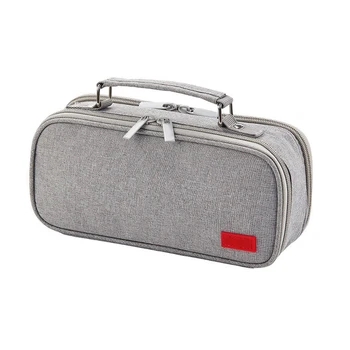

Handheld Portable Stationery Storage Big Capacity Multifunctional With Handle Double Zipper Multiple Compartments Pencil Case