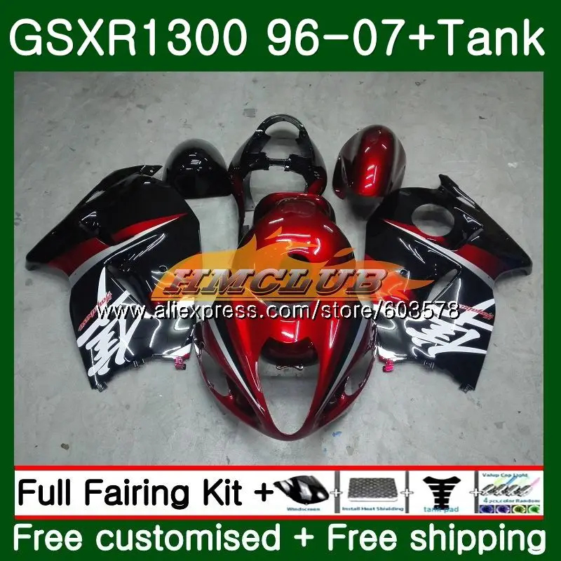 GSX R1300 для SUZUKI Hayabusa GSXR1300 96 02 03 04 05 06 07 черный, красный 21CL. 307 GSXR 1300 2002 2003 2004 2005 2006 2007 обтекатель