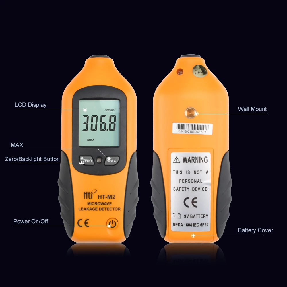 High Sensitivity Professional Digital Microwave Leakage Detector High Accuracy Radiation Meter LCD Display Tester 0-9.99mW/cm2 diameter tape measure