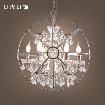 

Crystal globe guest restaurant bar bar Candle Chandelier American Rural retro industrial lamps