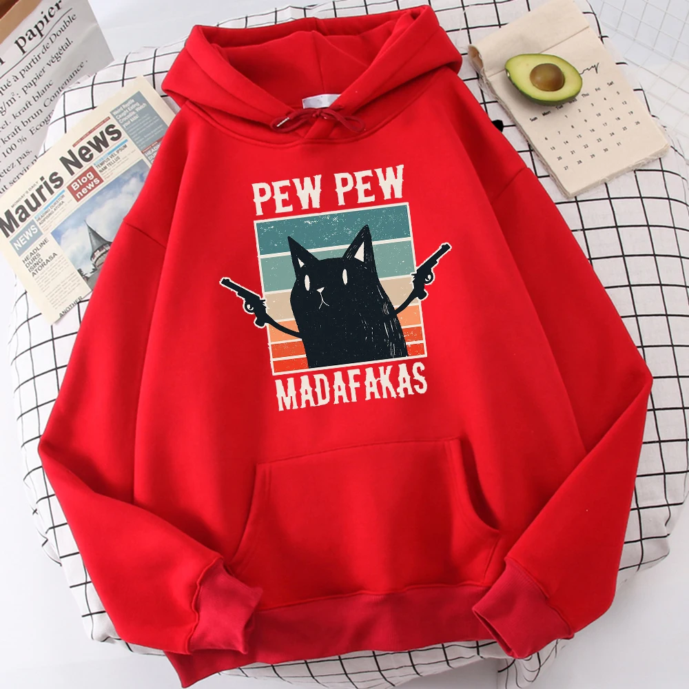 red pew pew madafakas funny cat hoodie mens