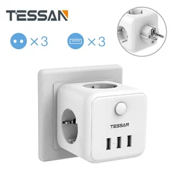 EU Plug Socket USB Power Outlet TESSAN with 3 Outlets Smart USB Port On/Off Switch 100-250V Power Socket Wall Charger Adapter EU Plug Socket USB Power Outlet TESSAN with 3 Outlets Smart USB Port On/Off Switch 100-250V Power Socket Wall Charger Adapter