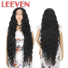 Leeven Synthetic Lace Front Wig Black Water Wave Wigs For Woman Long Hair Wigs Black Brown 613 Blonde Wig Cosplay Hair