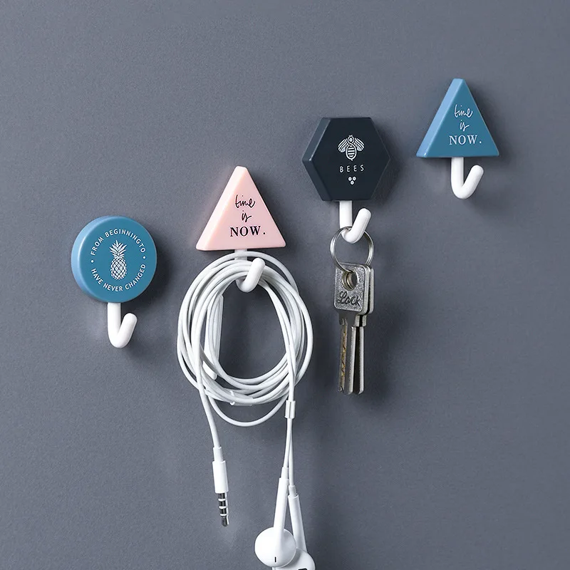 

3pcs Adhesive Hook Strong Glue Stick Wall Hangers Kitchen Sky Hook Traceless Sticky Door Hanging Hole Punched Adhesive Hook