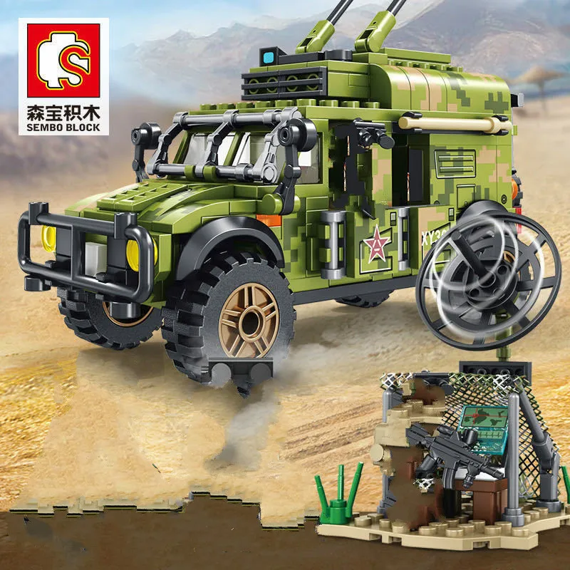 SEMBO 105563 303 шт MOC Technic серии строительные блоки Dongfeng бронированная коммуникационная