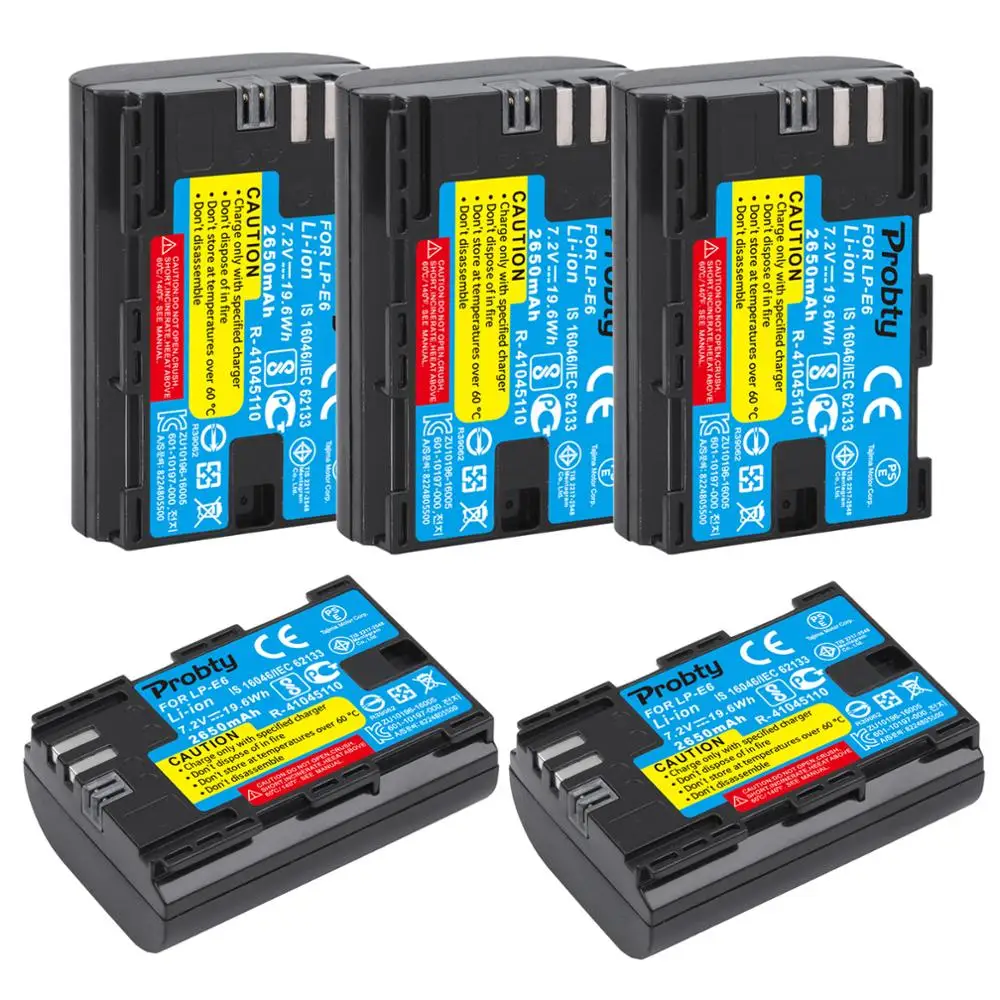 Hight Quality 2650Mah 5Pcs Lp-E6 Lp E6 Lpe6 Batterie Per Fotocamera Per Canon 5D Mark Ii Iii 7D 60D Eos 6D, Per Accessori Canon