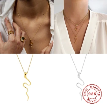 

MARY Minimalism 925 Silver Sterling Necklace Fashion Pendant Chain Snake Necklace Women collares mujer collier femme Couple Gift