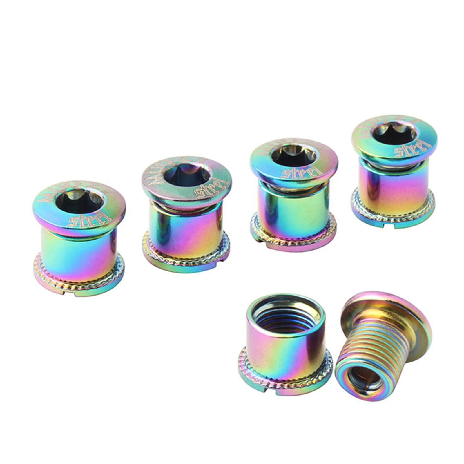 5PCS Bicycle Nail Plate Screws Road Bike Disc Screw Steel Crankset Electroplated Colorful Tooth |