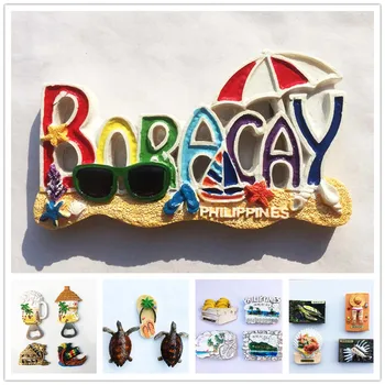 

Philippines Travel Fridge Magnet Souvenir Boracay Creative Beach Turtle Sunset 3d Magnets for Crafts Home Decoration Accessories