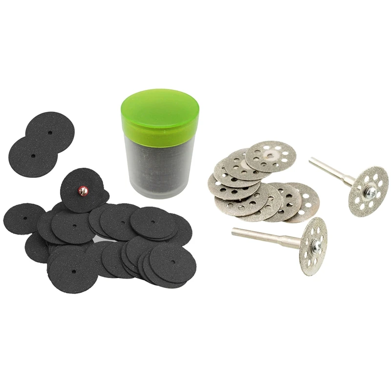 10PCS Mini 22mm Diamond Cutting Disc Saw Blade Mill Sheet& 36Pcs 24mm Resin Cutting Grinding Wheel Rotating Blade Disc Tool Ele