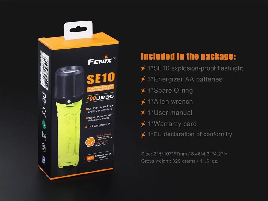 Fenix SE10 Cree XP-E2 R3 светодиодный взрывозащищенный фонарик 100 люмен
