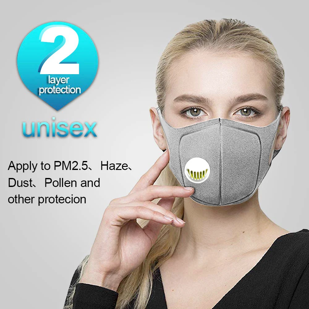 2pcs Dust Mask Filter Anti PM2.5 Air Pollution Mouth Face Winter Carbon Insert Washed Reusable Masks Men Women | Дом и сад