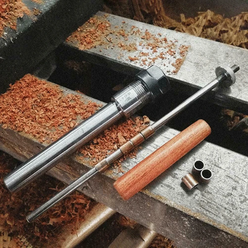 1 комплект Ручка оправки цанговый оправки набор Penmaking токарный станок деревообрабатывающий DIY прямой узор/Mohs' № 2 конический хвостовик опционально