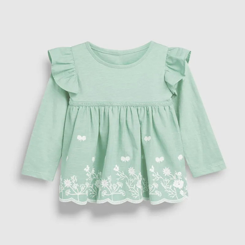 Little maven/детская брендовая одежда для маленьких девочек; Новинка г.; Осенняя футболка с длинными рукавами и цветочным принтом для девочек; 51538 - Цвет: Небесно-голубой