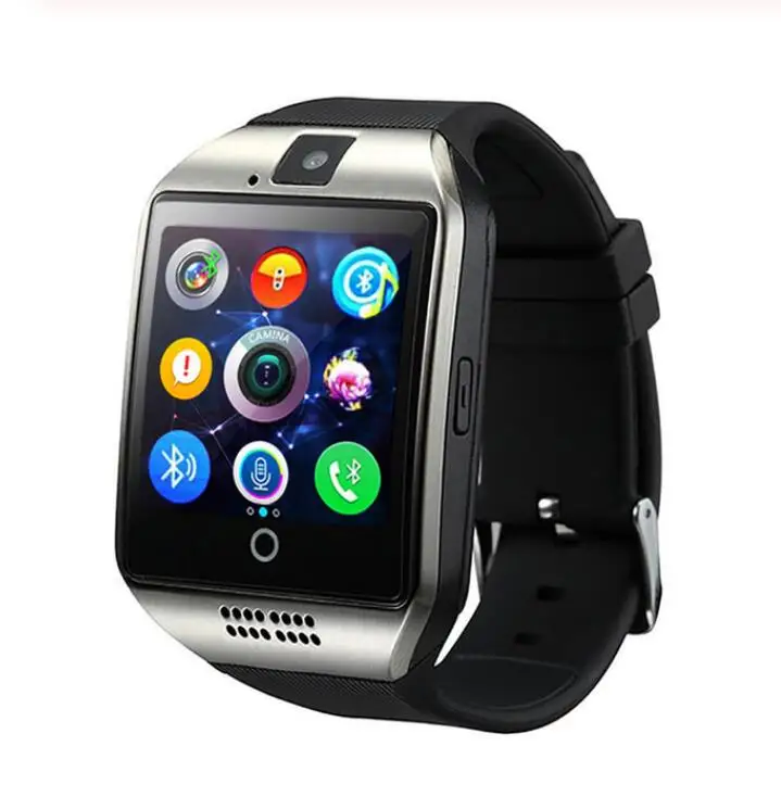 Bluetooth Смарт спортивные часы Q18 с камерой Facebook Whatsapp Twitter Синхронизация SMS Smartwatch поддержка sim-карты TF для IOS Android - Цвет: Серебристый