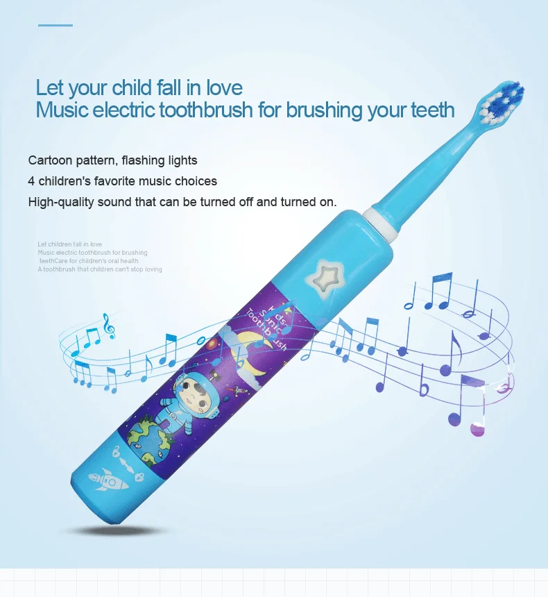 Children Electric Toothbrush Cartoon Pattern Automatic Musical Kids Music USB Charging Children Electric Toothbrush for Kids