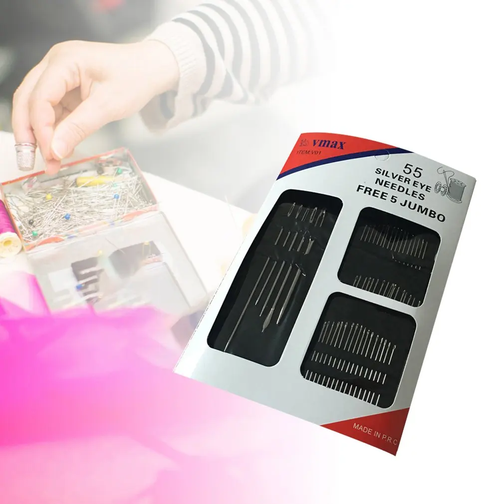 55Pcs Stainless Steel Sewing Needles Pins For Needlework Home Diy Crafts Household Handmade Cross Stitch Sewing Accessories