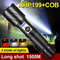 Lampe torche à LED rechargeable super lumineuse XHP199 lampe de poche puissante 18650 lampe torche tactique XHP160 lanterne de camping Zoom haute puissance 