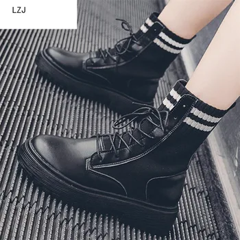 

LZJ 2019 Classic Women's Shoes Boots Fashion Wild Lace-up Martin Boots Autumn Winter Women Students Ankle Boots Botas Mujer