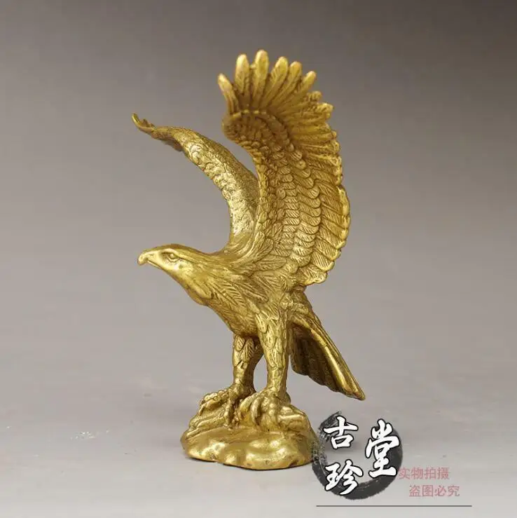 

Китайская Скульптура Фэн-шуй, латунная медная статуя Eagle Hawk Tercel, расширенная крыла