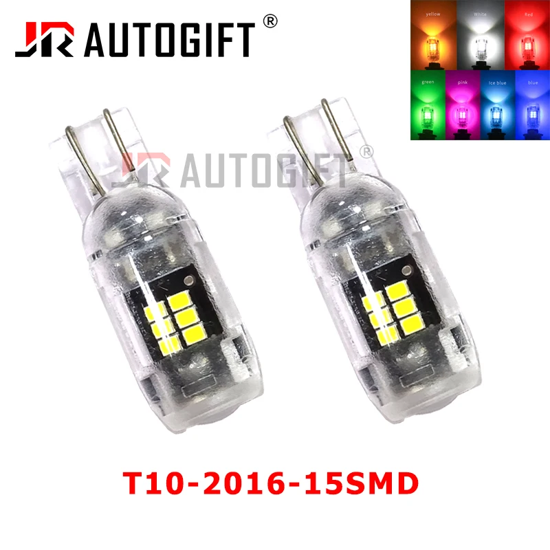 

10pcs T10 W5W LED Lights Car Interior Lights 15-SMD 2016 For Auto Clearance Lamps License Plate Bulbs 194 168 Ice Blue Pink 12V