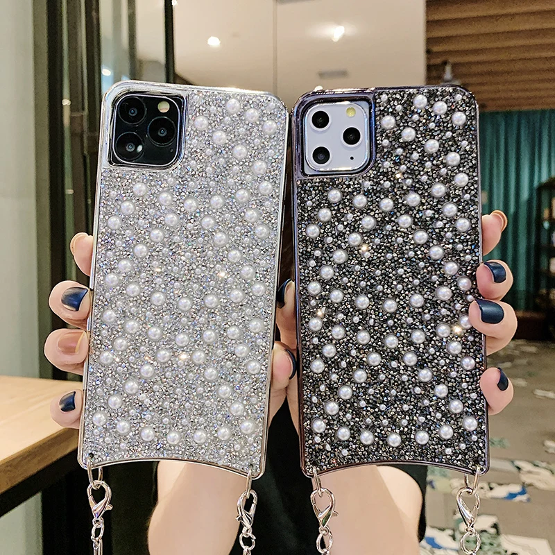Чехол для телефона Gelandge с алмазным жемчугом и блестками iPhone 11 Pro Max XS XR XSE 7 8 Plus