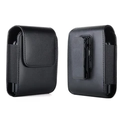 Deluxe PU Leather Belt Clip Holster Case Cover with Waist Bag Attachment - Motorola Razr 40 (Black)