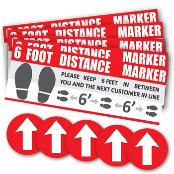 

5Pcs Social Distancing Sticker Floor Signs Stickers Keep 6 Feet Away For Indoor Outdoor Mall Store School Crowd Control Guidance