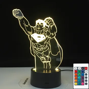 

3D-3471 Superman Night Light Lamp 3D Illusion Nightlight for Child Bedroom Decor Usb Battery Powered lamp Awesome Christmas Gift