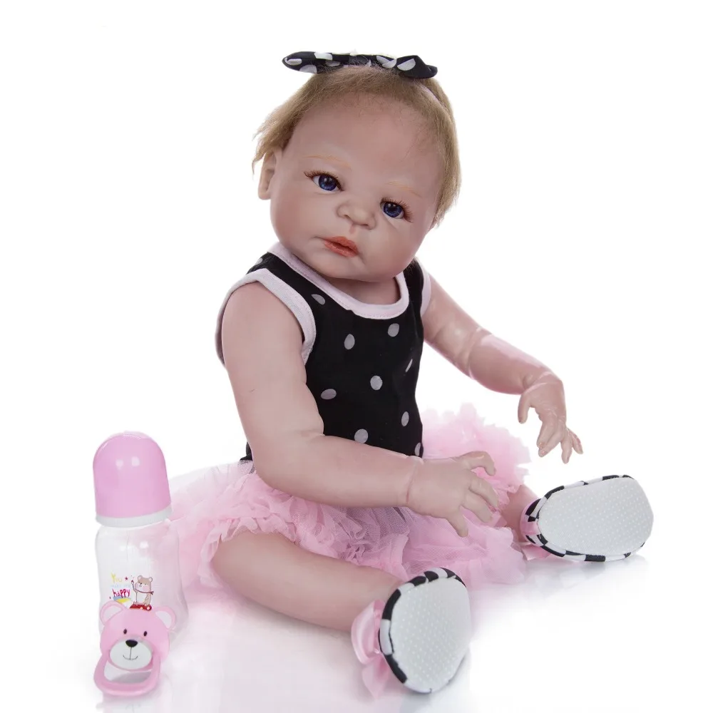 Bebe reborn куклы полностью Мягкие силиконовые reborn Детские куклы для маленьких девочек с милым платьем Детская кукла подарок игрушки 57 см