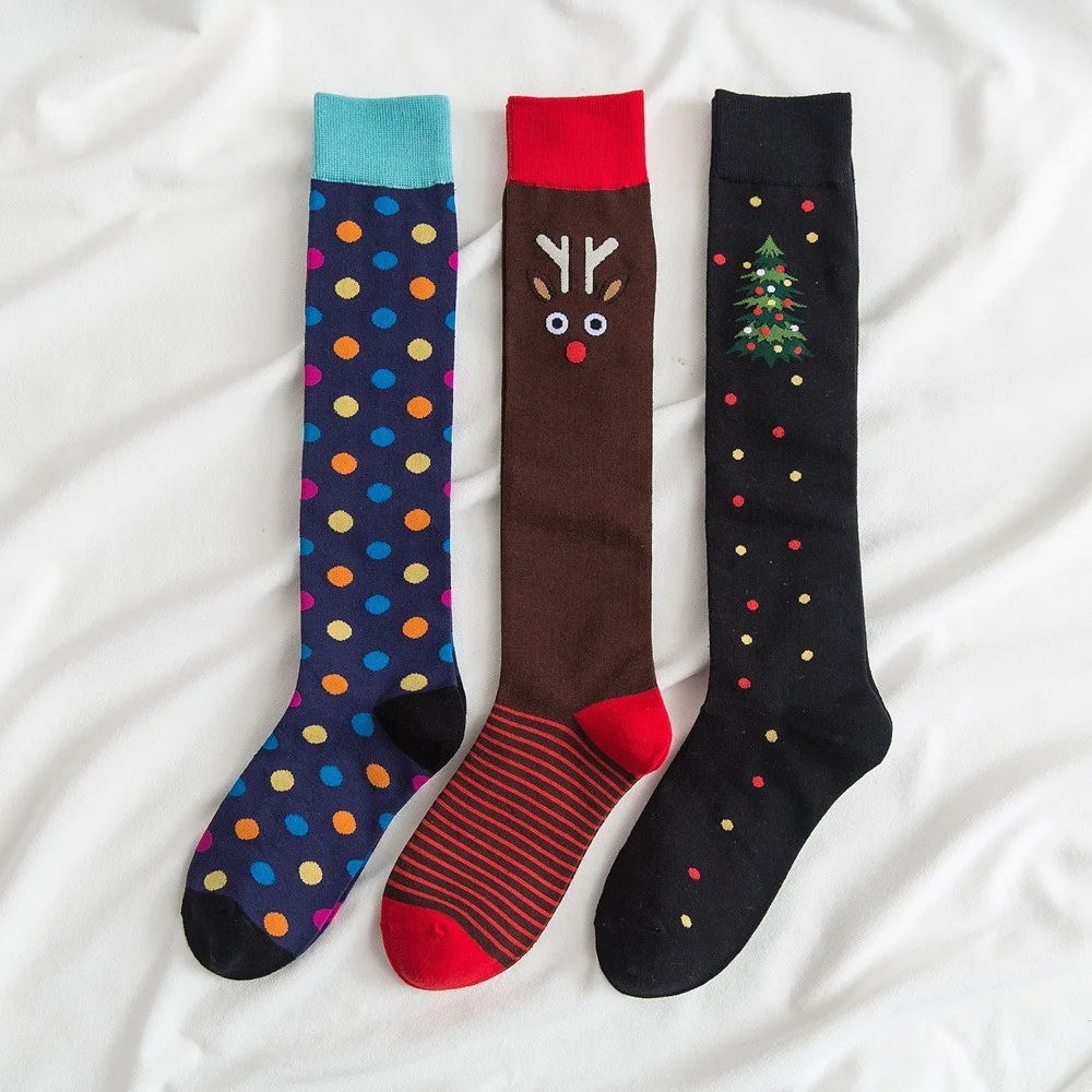 IClosam/1 пара, модные женские рождественские носки из хлопка, женские зимние теплые гольфы с принтом, забавные носки