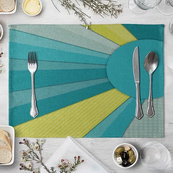 

Geometry Blue Simple Placemat Insulation Pad Household Rectangular Washing Heat Resistant Table Mat Hotel Restaurant Western-sty