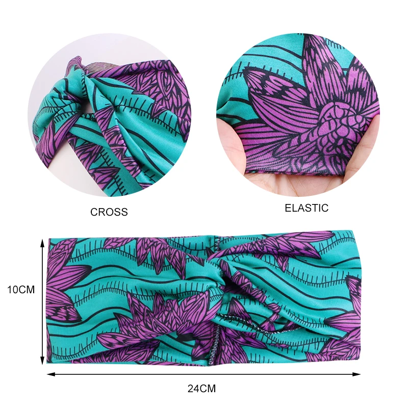 African Pattern Print Headband for Women Twist Style Headscarf Cross Turban Bandage Bandanas Bow HairBands Hair Accessories shein hair accessories