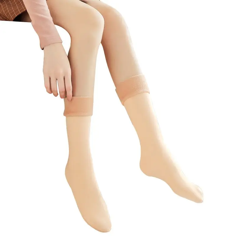 ZF Autumn Winter Socks Solid Color Plus Velvet Thick Warm Long Socks Over The Knee Calf Socks - Цвет: ZF