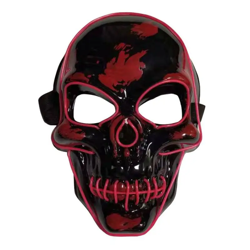 В виде скелета на Хэллоуин маска светодиодный светящийся страшный EL-Wire маска светящийся фестиваль Косплей Костюмные принадлежности Вечерние Маски светящиеся реквизит