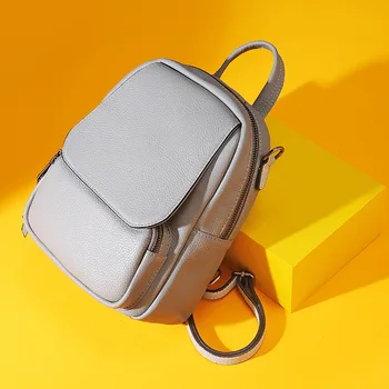

Top layer genuine leather backpack Litchi Pattern multi shoulder bags women backpacks for teenage girls school bag